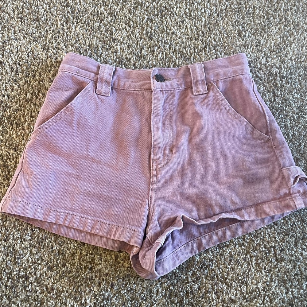 PacSun Women’s Stretch Mauve Roll Cuff Denim Mom Shorts